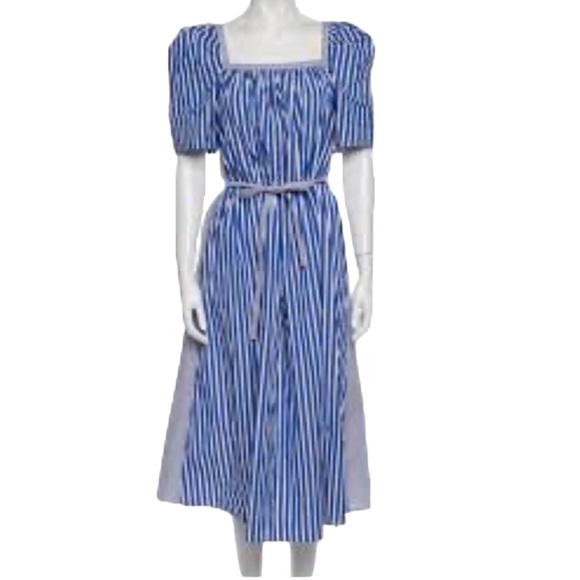 PFERGARTEN BLUE WHITE FOLK STRIPE PEASANT STYLE DRESS - Picture 1 of 13
